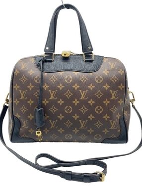 Auth Louis Vuitton Monogram Retiro Nm Black Tote Bag